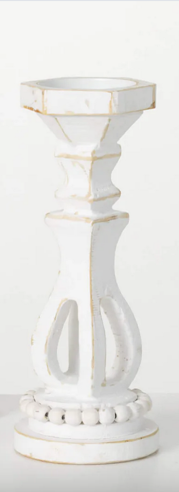 White Wood Candle Pillar - dolly mama boutique