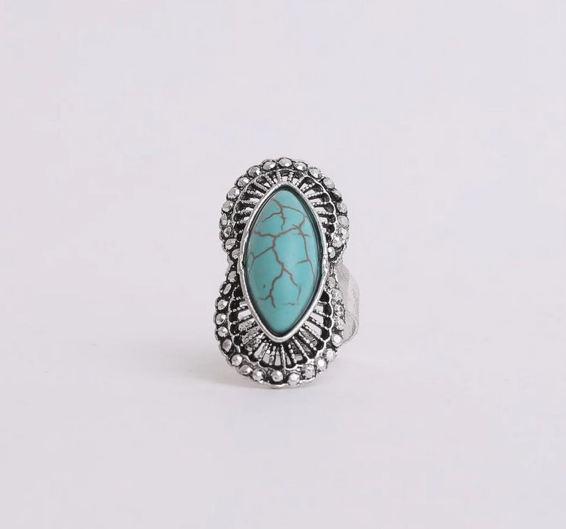 Turquoise & Silver Ring YJR-7212 - dolly mama boutique