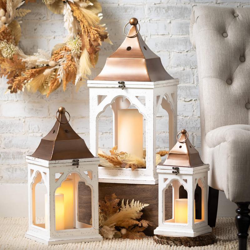 Bronze-Topped Lantern - dolly mama boutique