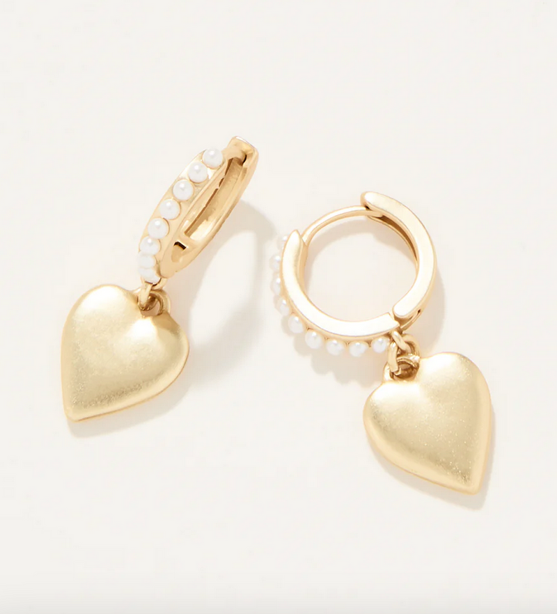 Pearl Hoop Heart Earrings - dolly mama boutique