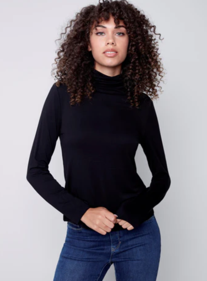 Mock-Neck Tee - dolly mama boutique