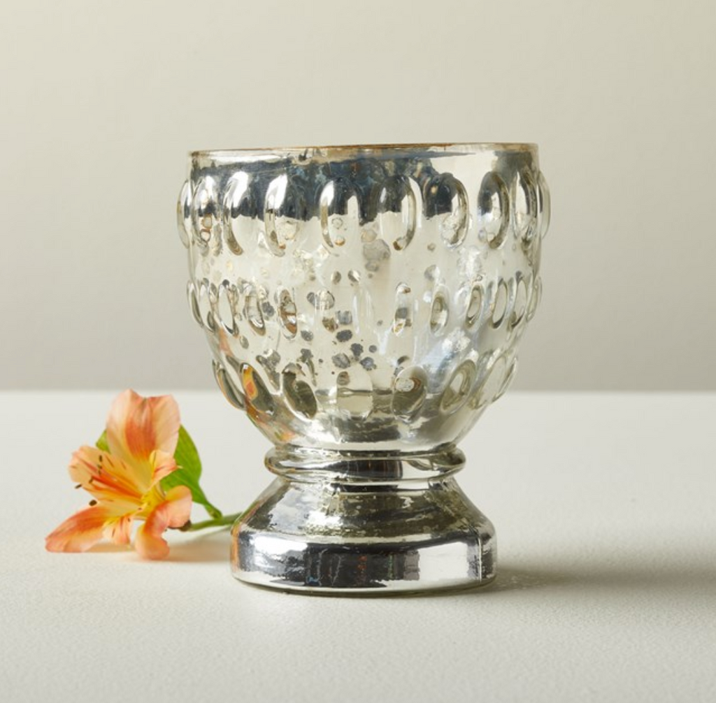 Footed Mercury Glass Votive - dolly mama boutique