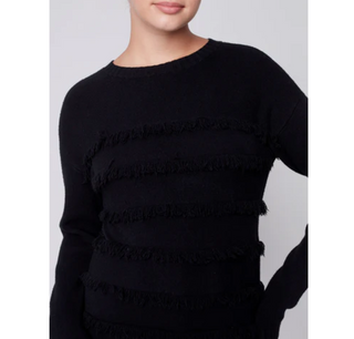 Crew-Neck Layered Fringe Sweater - dolly mama boutique