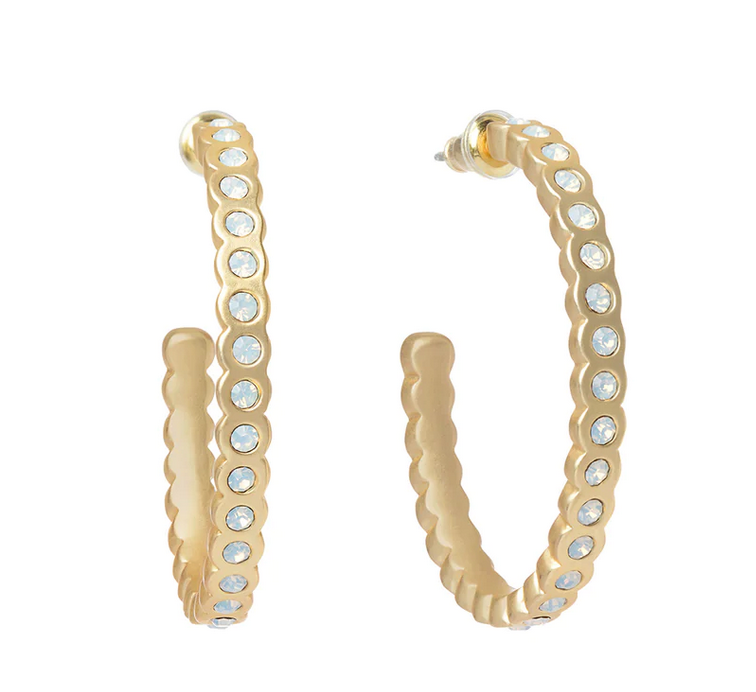White Opal Hoop Earrings - dolly mama boutique