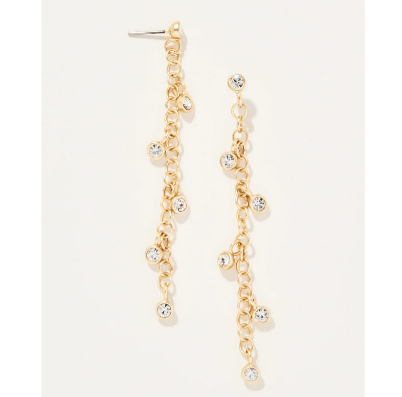 Swinging Chain Crystal Earrings - Gold - dolly mama boutique