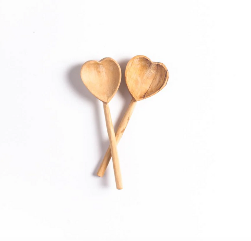 Olive Wood Heart Spoon Set - dolly mama boutique