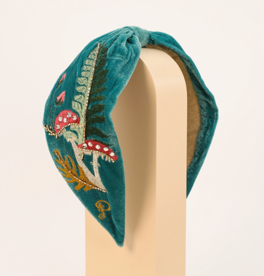 Embroidered Wide Headband - dolly mama boutique