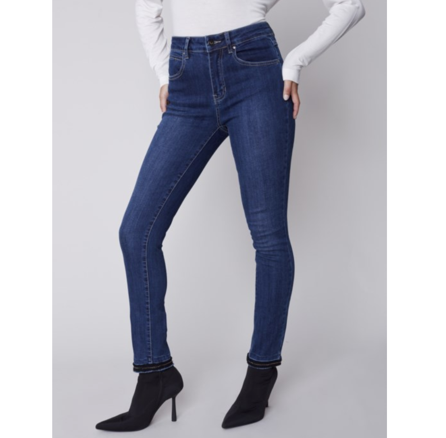 Chain-Hem Detail Skinny Jean - dolly mama boutique