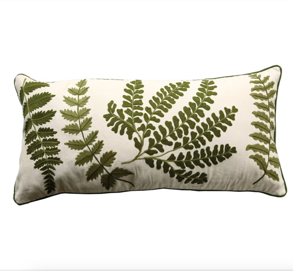Embroidered Fern Pillow - dolly mama boutique