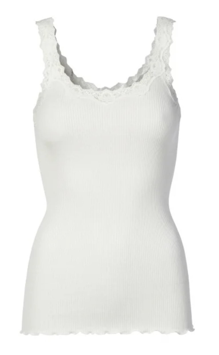 Ribbed Silk Tank with Lace - dolly mama boutique